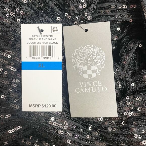 Vince Camuto Black Sequin Long Sleeve Dress - Picture 10 of 14